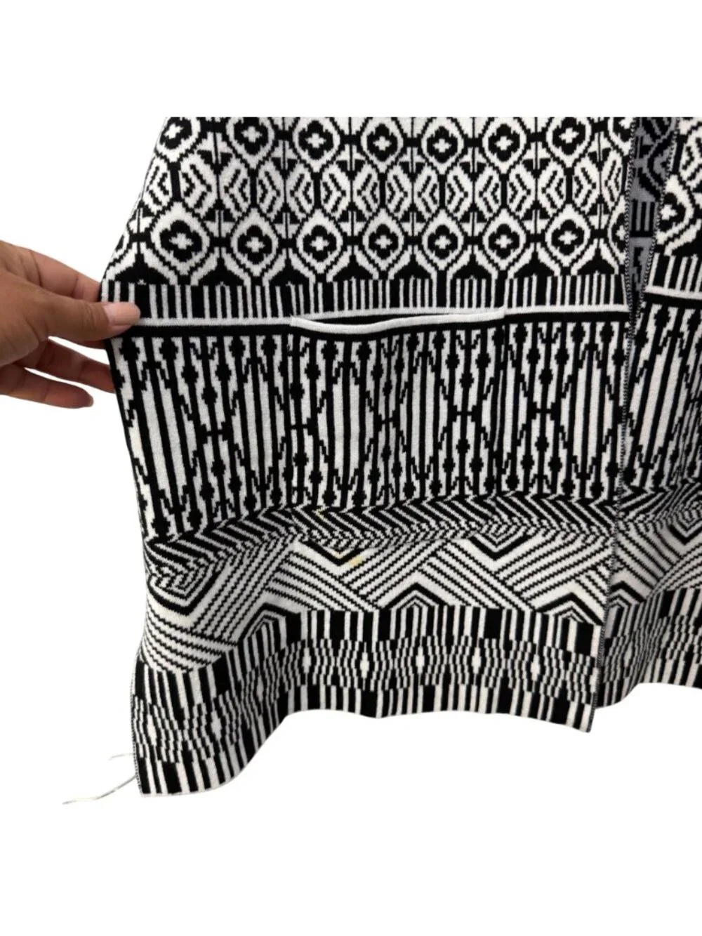 Ruby Rd Women Black&White Open Front Cardigan Sweater 2X Heavy Knit Cotton Blend
